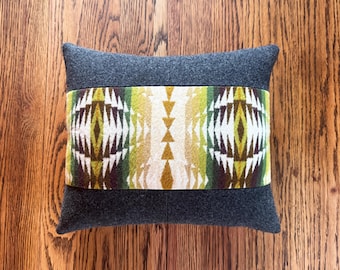 Gray and Black Arrow Pillow: Southwest Decor, Geometric Native Design, Pendleton Wool Blanket Fabric