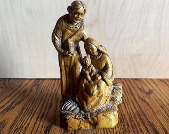 Vintage Wood Carving Figure, Joseph, Mary and Baby Jesus, 1970s