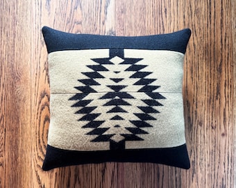 Tan & Black Arrows Pillow: Southwest Decor, Pendleton Wool Fabric, One of a Kind