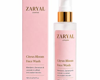 Zaryal London Citrus Bloom Face Wash, Gentle Botanical Gel Cleanser with Rosehip, Lavender, Jojoba