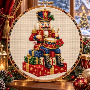 Christmas Nutcracker Cross Stitch Pattern Digital Holiday Decor Project Chart