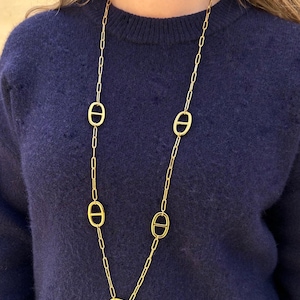 Collier sautoir maille marine en acier inoxydable