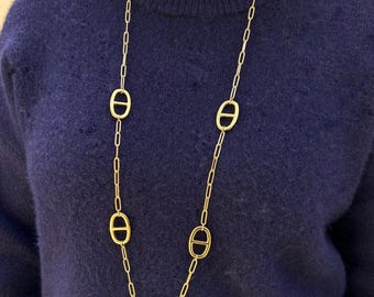 Lange Halskette aus Edelstahl-Marine-Mesh