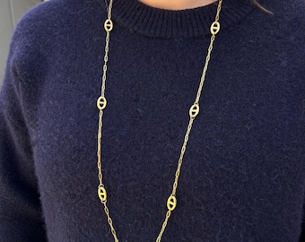 Stainless steel marine mesh long necklace