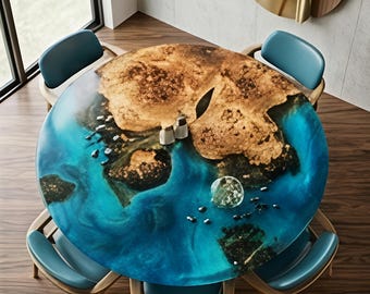 Table à manger ronde en époxy, Table à manger ronde, Table basse ronde en époxy, Table ronde en bois, Table à manger industrielle, Table basse ronde,
