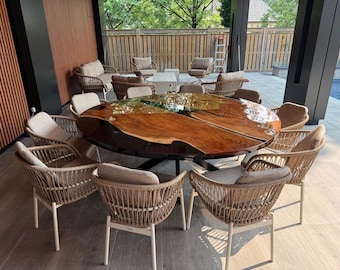 Table à manger ronde en époxy, Table à manger ronde, Table basse ronde en époxy, Table ronde en bois, Table à manger industrielle