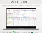Budget Spreadsheet Budget Planner Google Sheets Spreadsheet Excel Monthly Budget Paycheck Simple Budget Tracker Personal Finance Tracker