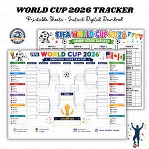 Calendario de seguimiento del Mundial de Fútbol 2026 para niños / Cuadro del torneo de fútbol imprimible / Descarga digital