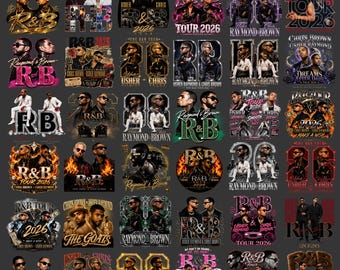 40+ Chris Brown and Usher Raymond R&B Tour 2026 PNG Bundle | Vintage Rap Tee Graphics | Chris Usher Concert Shirt Designs | Digital Download
