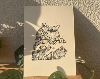 Stampa Linoleografia Gatto Junji Ito