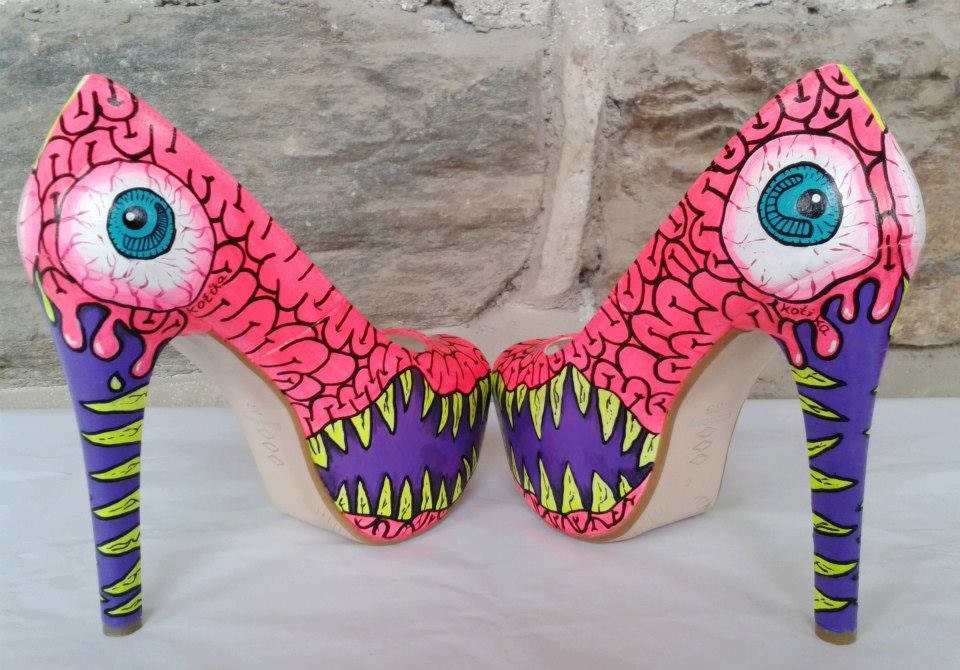 Monster Heels Hand Painted High Heels Hand Painted Shoes | Etsy