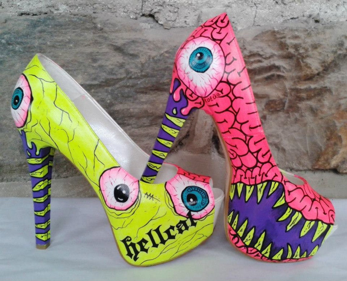 Monster Heels Hand Painted High Heels Hand Painted Shoes | Etsy