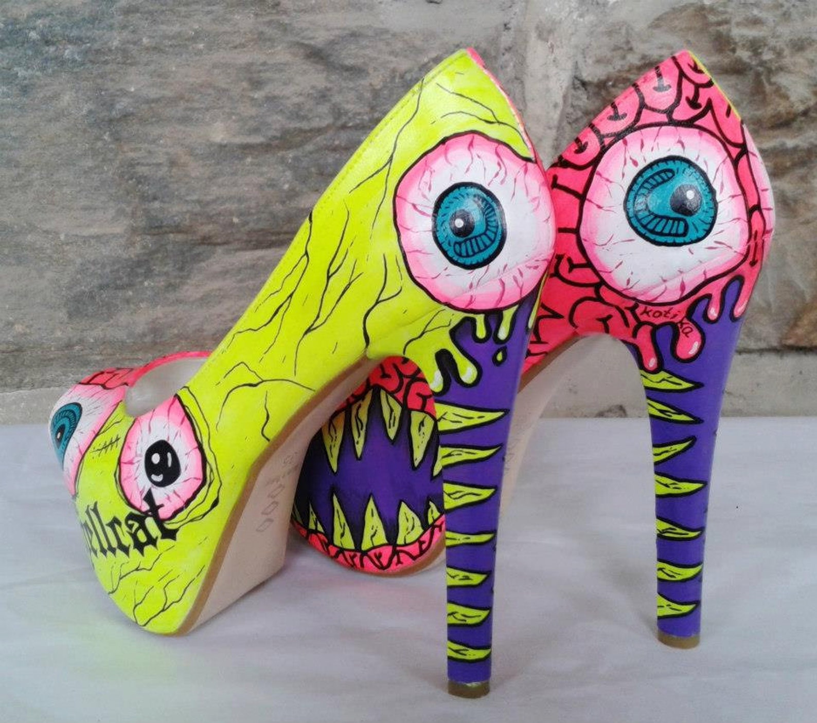 Monster Heels Hand Painted High Heels Hand Painted Shoes | Etsy