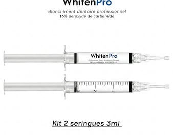 Kit 2X Gel blanchissant dentaire WhitenPro 16% Carbamide – Seringue professionnelle pour gouttières – Made in France