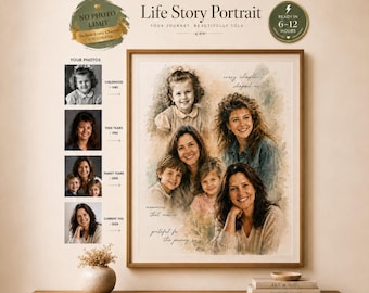 Lebensporträt im Laufe der Jahre, Fotocollage zur Lebensgeschichte, Geschenk zum 60. oder 70. Geburtstag für Mama, Ruhestandsgeschenk für sie