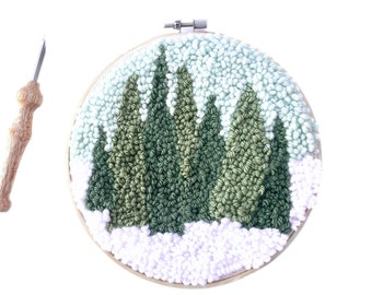 Winter Forest DIY Punch Embroidery Kit Punch Needle Yarn