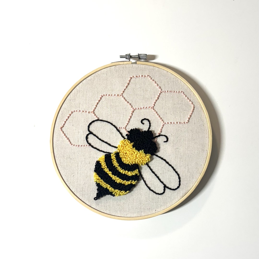 Honey Bee Punch Embroidery DIY Kit Punch Needle Floss - Etsy