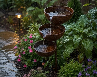 3 Tier Metal Bird Bath Garden Stake, Rustic Multi-Level Bird Feeder & Waterer Bowls, Outdoor Yard Art Decor