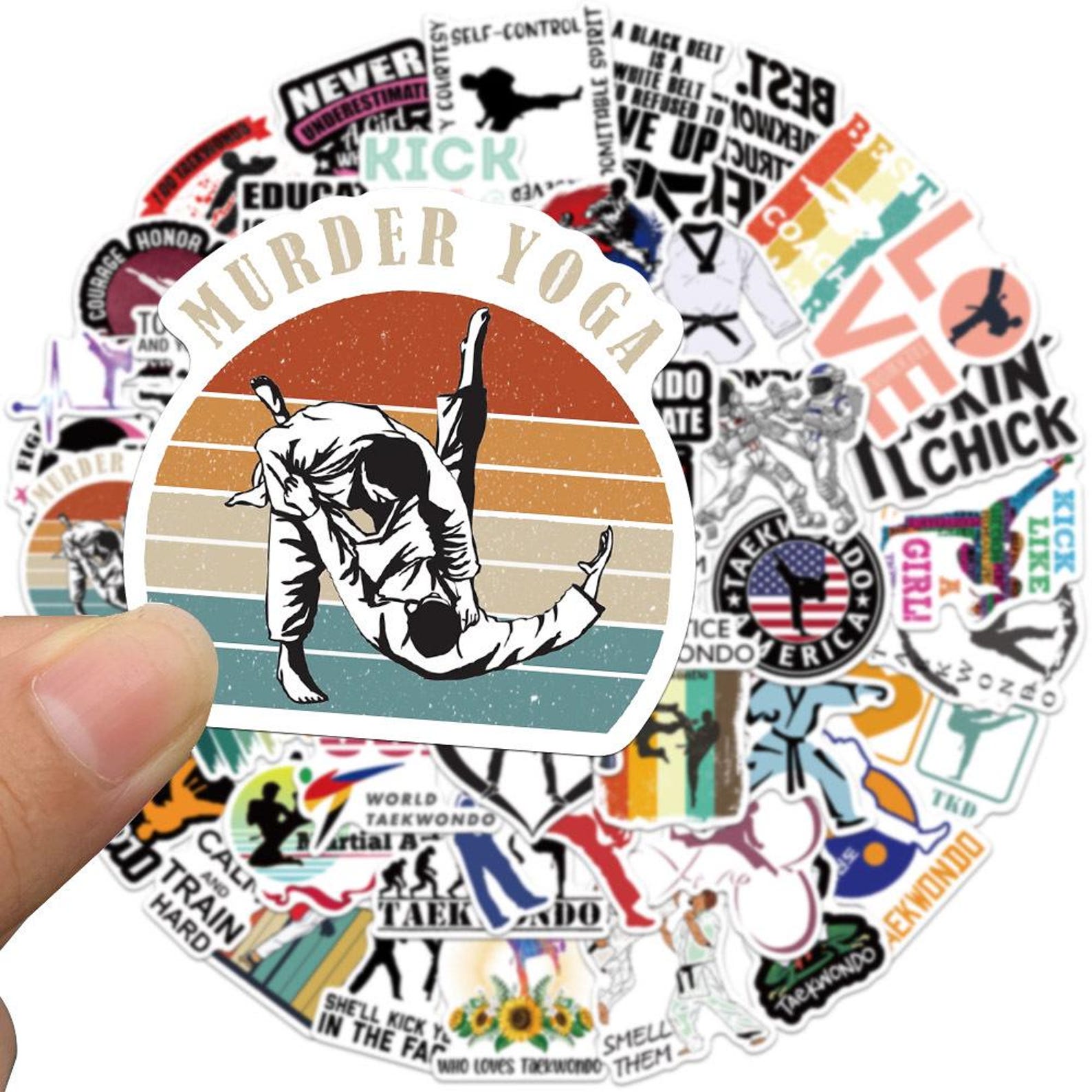 50PCS Taekwondo Girl Sticker Pack, Taekwondo Stickers, Martial Arts ...