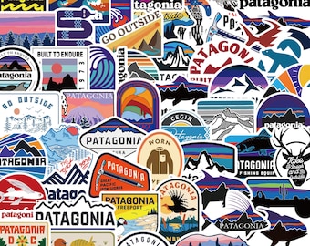 Pack de 50 stickers d'extérieur Patagonie, Stickers montagne, Stickers nature, Stickers aventure, Stickers vinyle pour ordinateurs portables, bouteilles, glacières