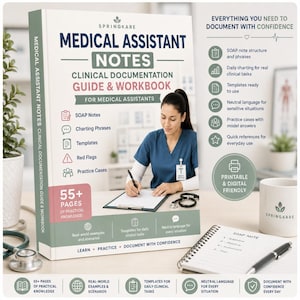 Medical Assistant Clinical Documentation Guide, Printable PDF Workbook, Medical Charting Practice, Clinical Notes, Healthcare Student Study
