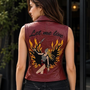 Claire Redfield Code Veronica Inspired Handmade Genuine Leather Vest for Women Cosplay Costume Jacket