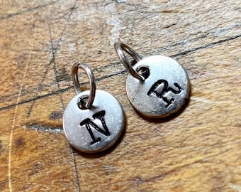 Tiny Alphabet charm, Silver Initial Jewelry, Mini Charm Bracelet Charms