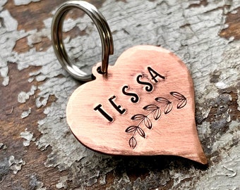 Cat ID Tag, Cat Name Tag, Custom Cat Tag, Cat Collar Tag, Heart Cat Tag