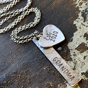 Established Grandma Necklace, Great Grandma Gift, Nana Jewelry, New Grandma Gift