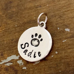 Paw Print Charm, Custom Gift for Dog Lover, Pet Lovers Silver Pendant for Bracelet Necklace