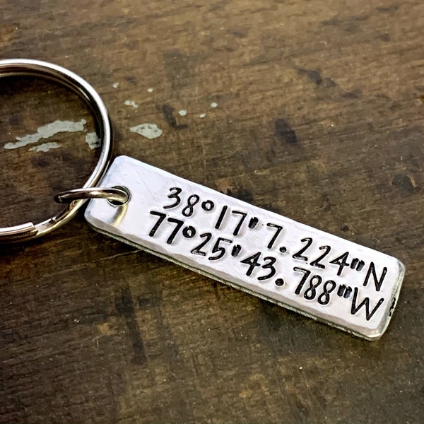 Coordinates Keychain Etsy