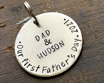 First Fathers Day Gift, 1st Time Dad Gift, Personalized Our First Father's Day Keychain, Custom Gift for New Dads, Happy Fathers Day Daddy