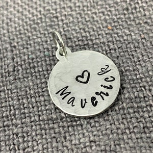 Small Hammered Silver Charm, Bracelet, Necklace Custom Name Pendant, Tiny Tag