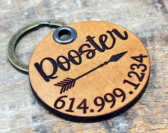 Silent Leather No Noise Dog Tag for Your Pup with Arrow Design
