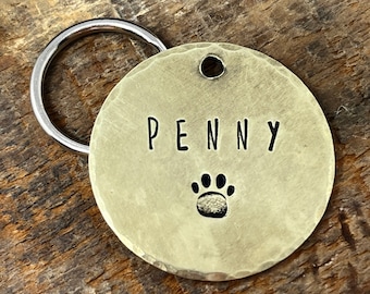 Large Brass Name Tag for Pet, Personalized Custom ID Tags for Dogs and Cats