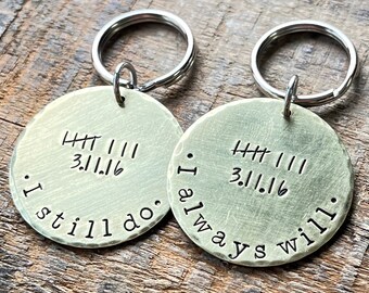 Couples Keychain, Matching Keychains, Tally Marks Keychain, Bronze Anniversary Gifts, Anniversary Metal Date, Eighth Anniversary