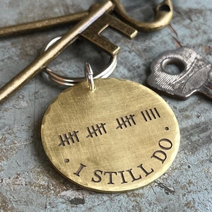 Bronze Anniversary, Tally Marks Keychain, 19th Anniversary Gift, Nineteenth Anniversary Gift for Him, Wedding Anniversary Personalized Gift