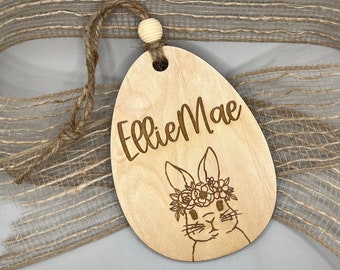 Quick Ship First Easter Basket Tag, Laser Engraved Easter Tags, Baby Bunny Nursery Decor, Girl Basket Tag, Easter Place Setting Marker