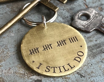Bronze Anniversary, Tally Marks Keychain, 19th Anniversary Gift, Nineteenth Anniversary Gift for Him, Wedding Anniversary Personalized Gift