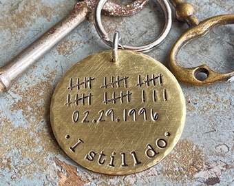 Gifts for Husband Meaningful, Anniversary Gifts, Thoughtful Anniversary Gifts, Tally Marks Keychain, Anniversary Metal Date