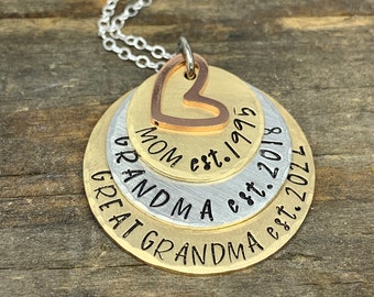 Great Grandma Gift, Nana Mothers Day Jewelry, Grandmother Family Necklace Personalized, Great Grandma Jewelry