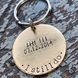 Tally Marks Keychain, Anniversary Gifts for Him, Bronze Anniversary, Anniversary Metal Date, Eighth Anniversary image 2