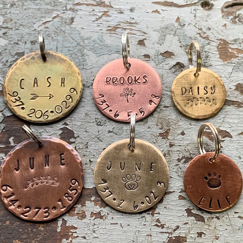 Brass Dog ID Tag for Collar Pet ID Tag Custom Engraved Tags Etsy