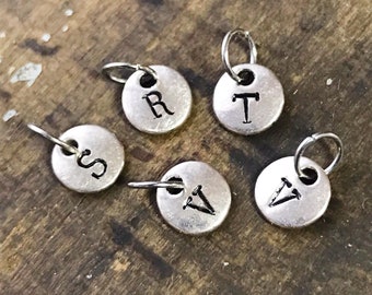 Silver Initial Jewelry, Tiny Alphabet Letter charms, Add A Letter Charms, Children's Initials