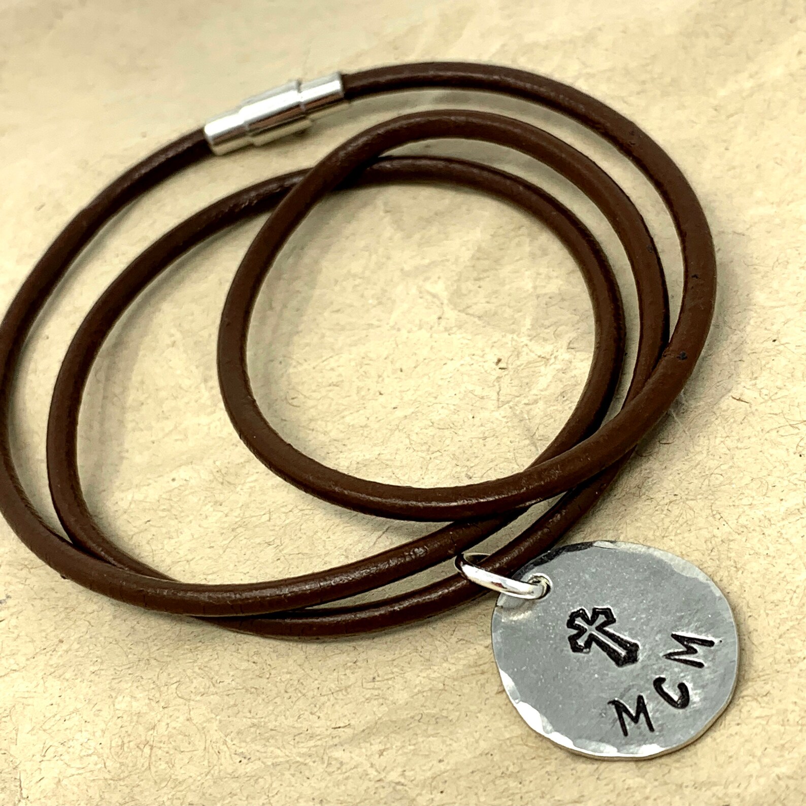 Mens Cross Necklace Leather Cord Necklace Personalized Mens Etsy