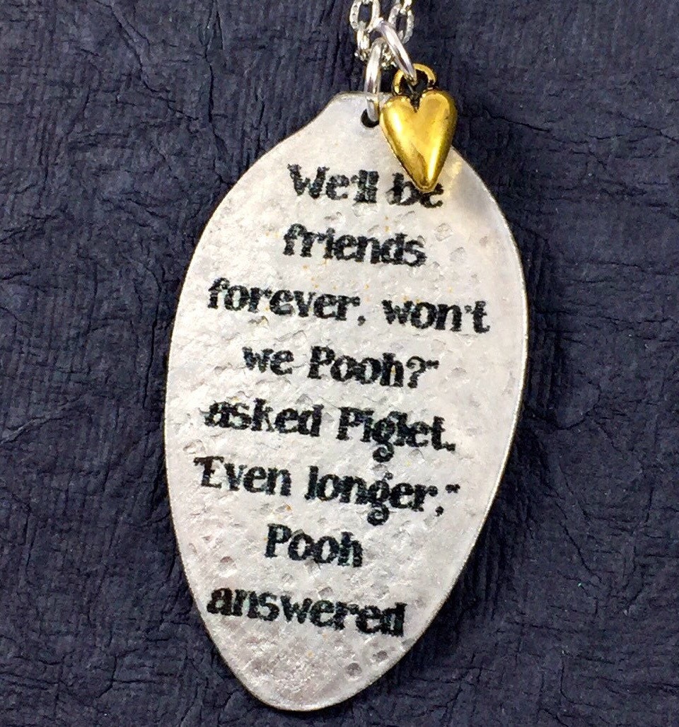 Winnie the Pooh Quote Pendant Necklace made from a Vintage ...