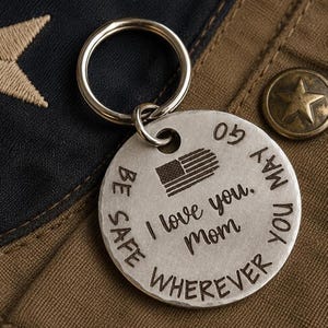 Personalized Military Keychain: Engraved Stainless Steel Deployment Gift