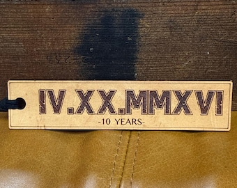 10 Year Anniversary Wedding Date Bookmark | Personalized Gift for Husband | Roman Numeral Keepsake