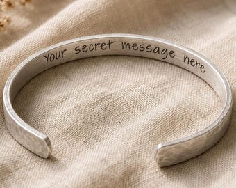 Personalized Gift for Daughter – Secret Message Bracelet, Custom Hidden Message Cuff, Inspirational Jewelry from Mom