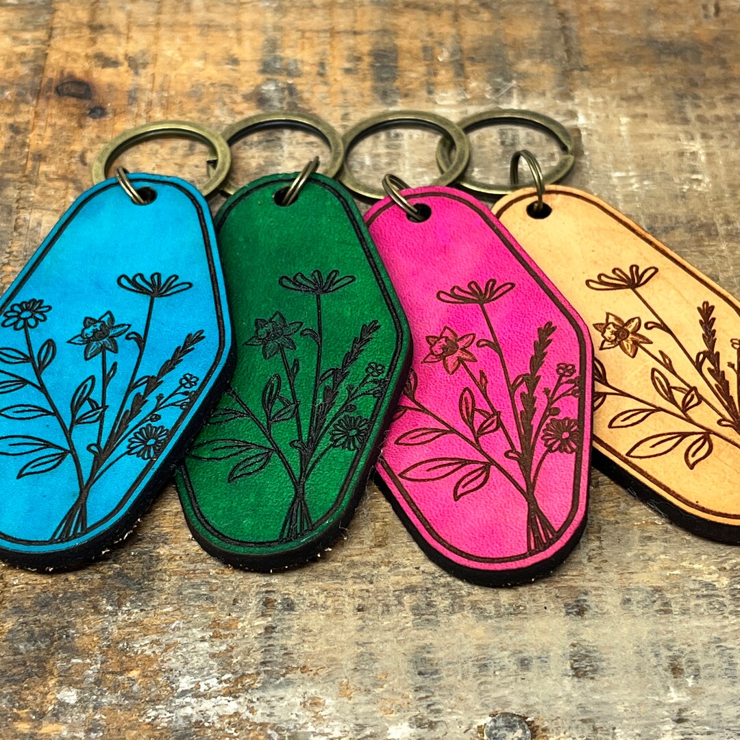 Hotel Keychain, Personalized Leather Keychain, Motel Keychain, New